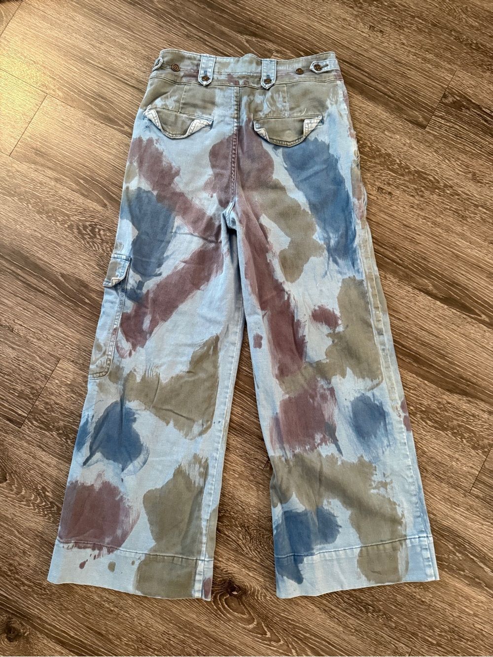 Pilcro Wide Leg Relaxed Paint Brush Stroke Dye Pants - Picture 5 of 5